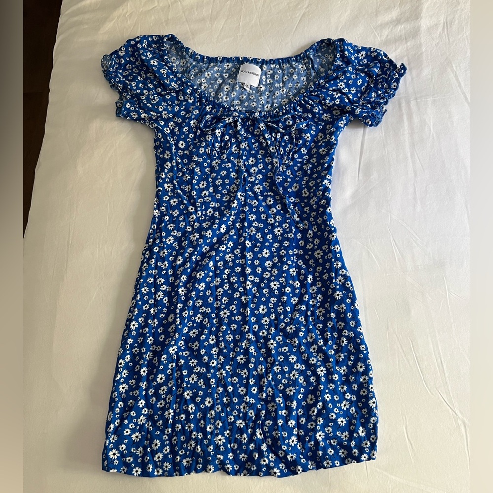 Blue Floral Mini Dress, Size Medium